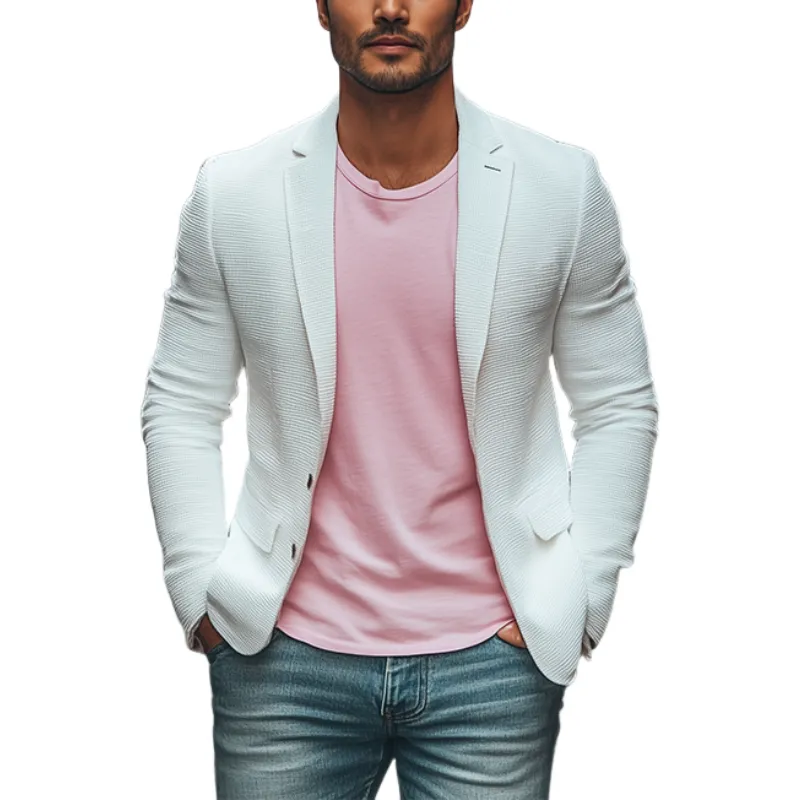 Men's Classic Casual Slim Fit Solid Color Waffle Blazer (No Chest Pockets) 77170512K sold by Manly
