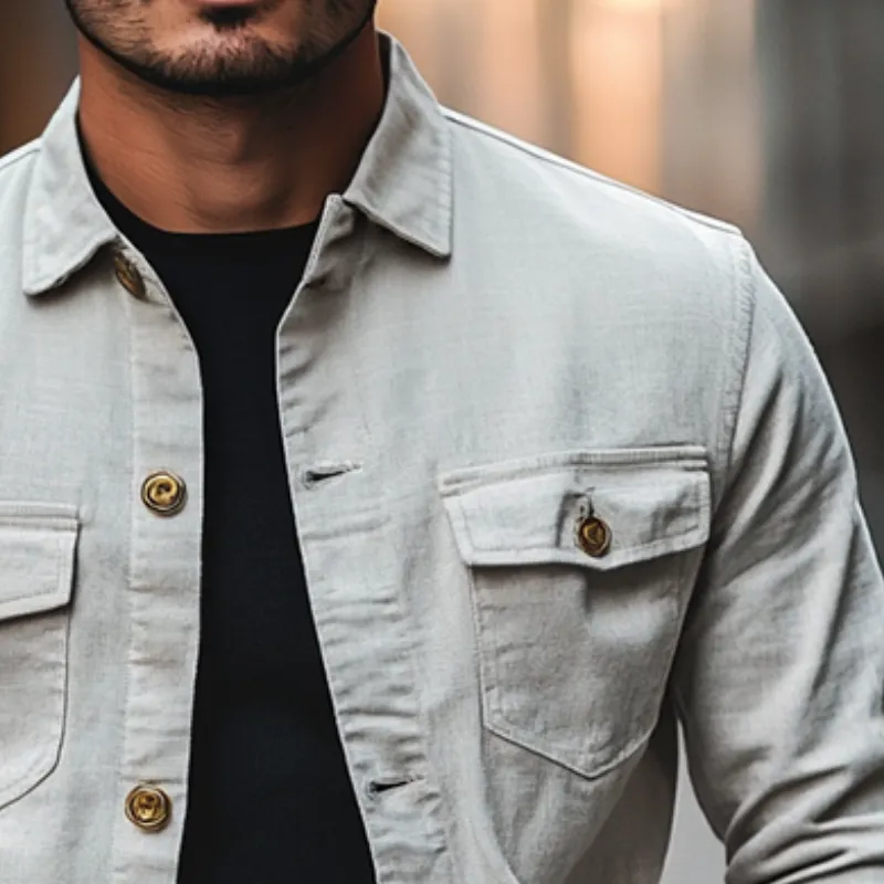 Men's Vintage Casual Linen Button Lapel Jacket 85591609TO sold by Manly product image thumbnail 3