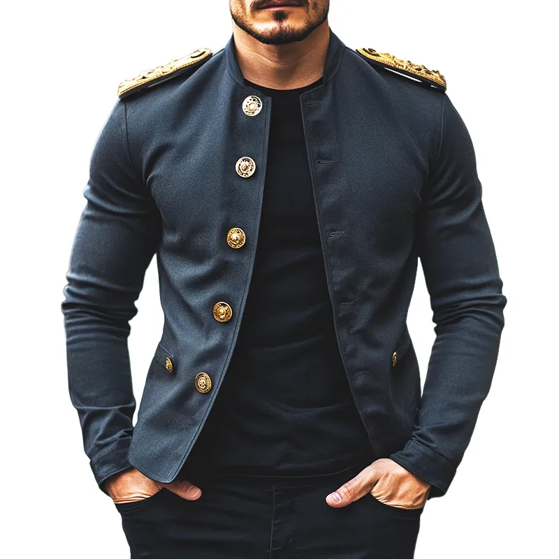 Men's Vintage Casual Shirt Button Stand Collar Jacket 56726574TO sold by Manly