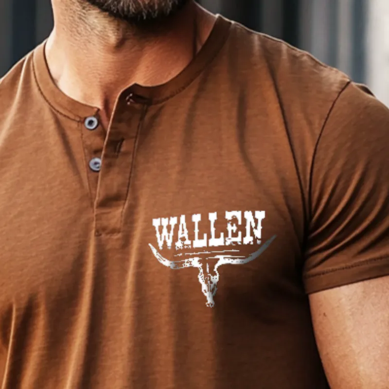 Men's Vintage Casual Western Henley Neck Short Sleeve T-Shirt 95662812TO sold by Manly product image thumbnail 3