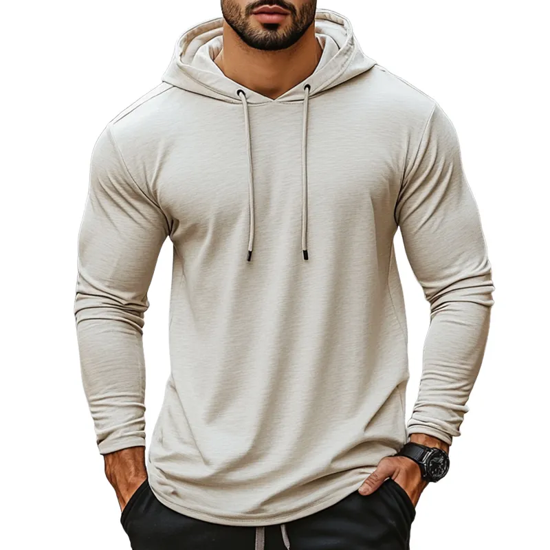 Men's Retro Casual Hooded Long Sleeve T-Shirt 44059706TO sold by Manly