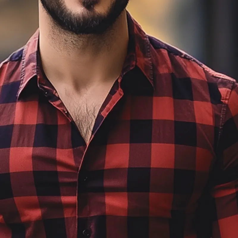 Men's Vintage Casual Plaid Western Cowboy Lapel Long Sleeve Shirt 09556929TO sold by Manly product image thumbnail 3