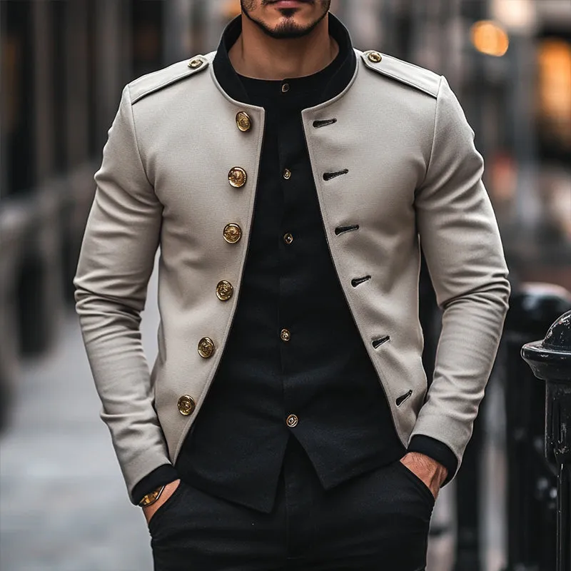 Men's Retro Casual Colorblock Button Stand Collar Jacket 01607675TO sold by Manly product image thumbnail 2