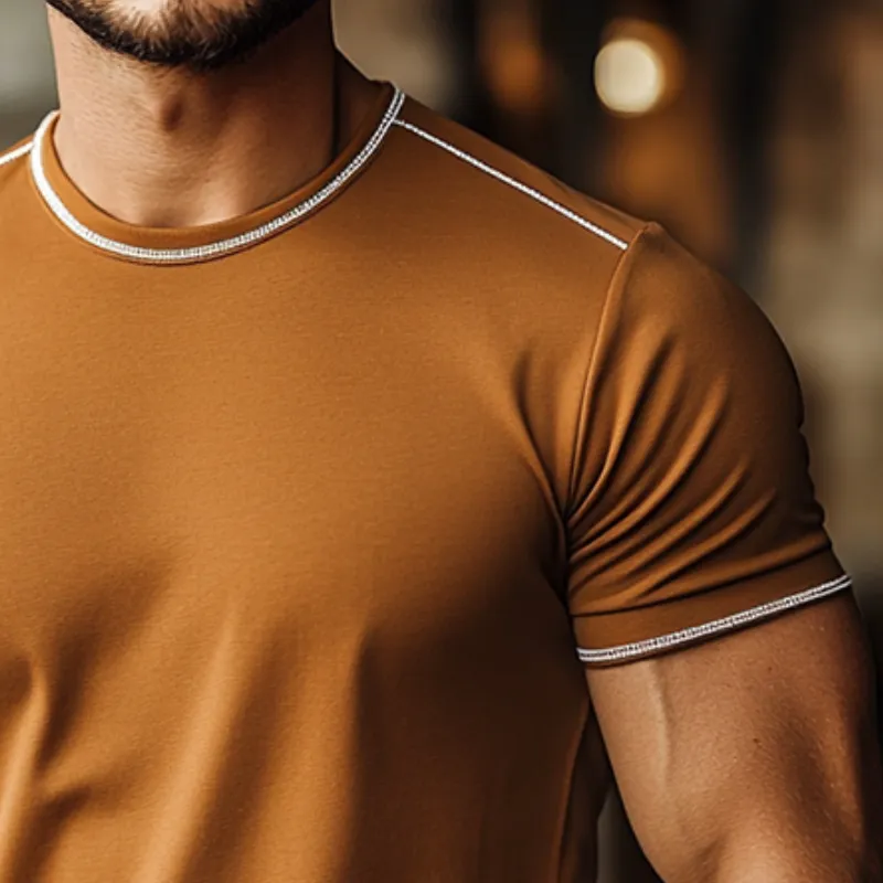 Men's Retro Casual Cotton Solid Color Round Neck Short Sleeve T-Shirt 93254834TO sold by Manly product image thumbnail 3