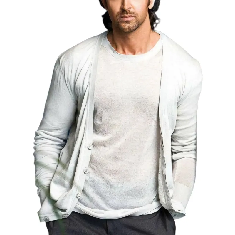 Men's White Thin Casual Button Knit Cardigan 02850635U sold by Manly