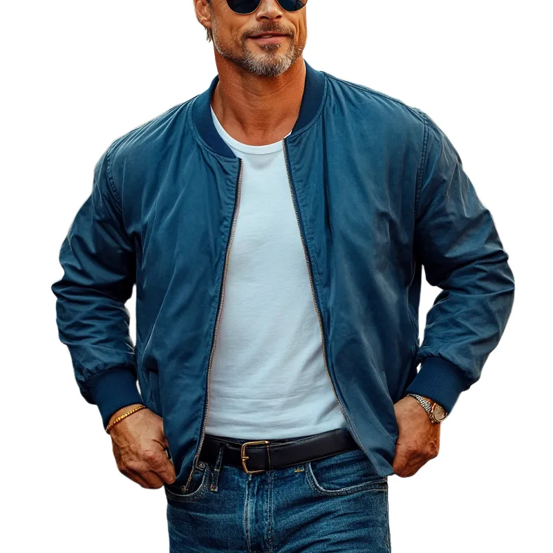 Men's Casual Blue Cotton Baseball Jacket 54374763U sold by Manly