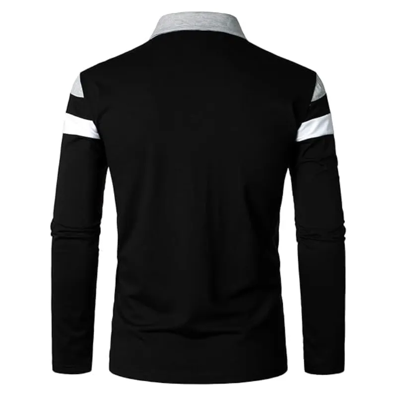 Men's Vintage Casual Lapel Cotton Blend Long Sleeve Polo Shirt 14700721F sold by Manly product image thumbnail 3