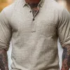 Men's Casual Vintage Lapel Blended Long-sleeved POLO Shirt 92124444F sold by Manly