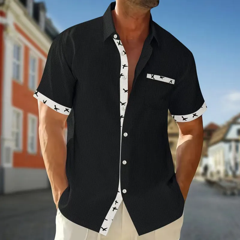 Men's Waffle Print Contrast Short Sleeve Shirt 67714359X sold by Manly product image thumbnail 3