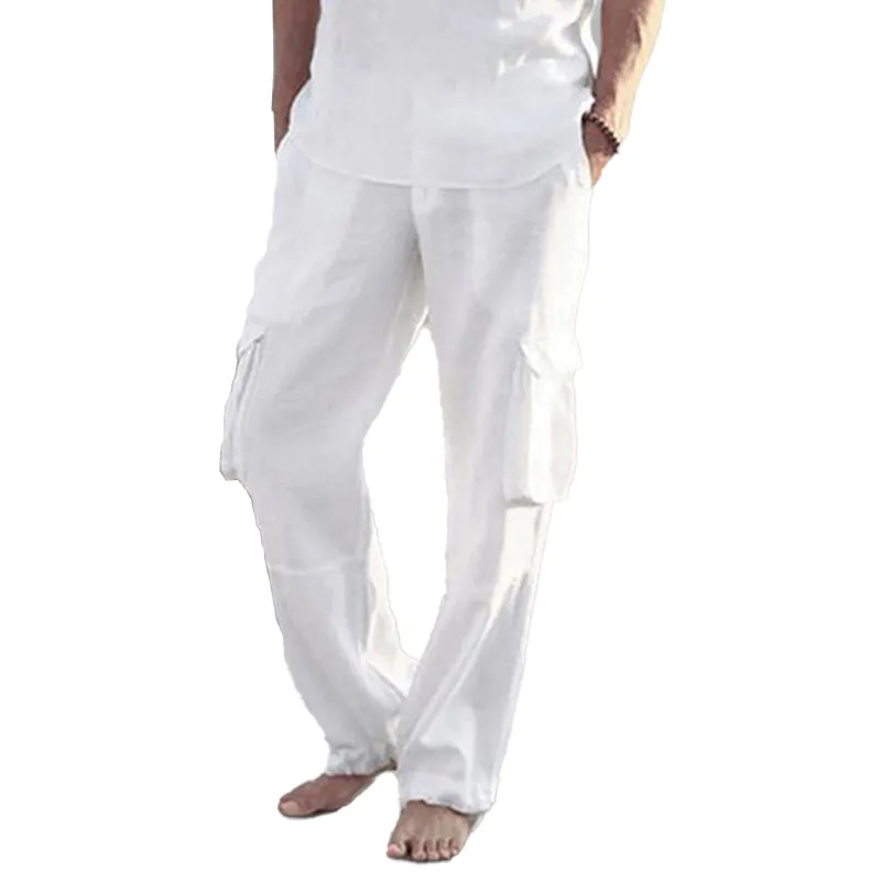 Men's Solid Color Casual Cotton and Linen Beach Pants 12880630X sold by Manly