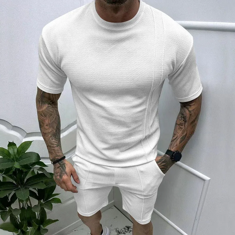 Men's Solid Color Shorts, Short-sleeved Sports Two-piece Set 32600465X sold by Manly product image thumbnail 3