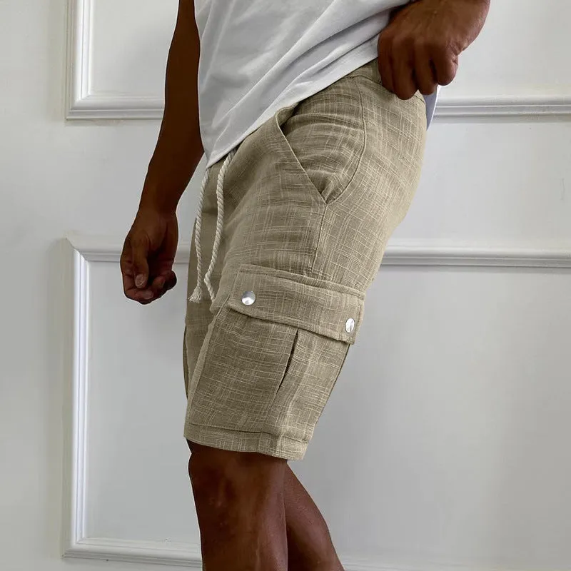 Men's Cotton and Linen Solid Color Beach Shorts 10077179X sold by Manly product image thumbnail 2