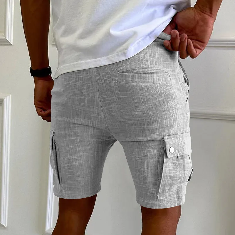 Men's Cotton and Linen Solid Color Beach Shorts 10077179X sold by Manly product image thumbnail 4