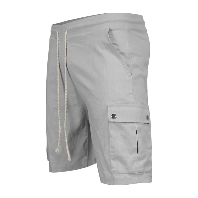 Men's Cotton and Linen Solid Color Beach Shorts 10077179X sold by Manly product image thumbnail 5
