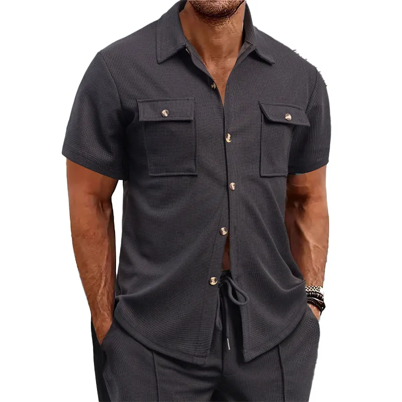 Men's Solid Waffle Short Sleeve Shirt 82390498X sold by Manly