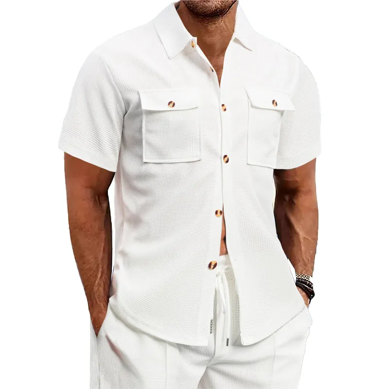 Men's Solid Waffle Short Sleeve Shirt 82390498X sold by Manly product image thumbnail 4