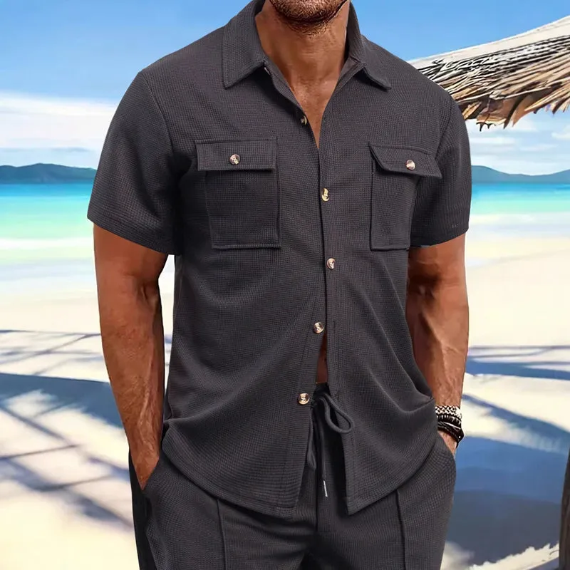 Men's Solid Waffle Short Sleeve Shirt 82390498X sold by Manly product image thumbnail 5