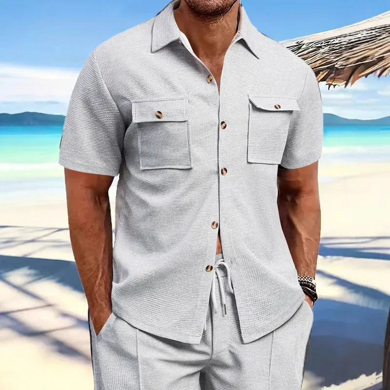 Men's Solid Waffle Short Sleeve Shirt 82390498X sold by Manly product image thumbnail 3