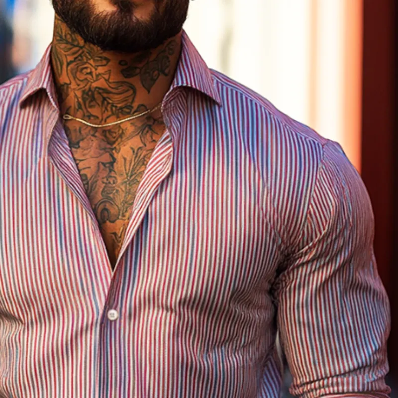 Men's Retro Casual Satin Printed Lapel Long Sleeve Shirt 08801184TO sold by Manly product image thumbnail 3