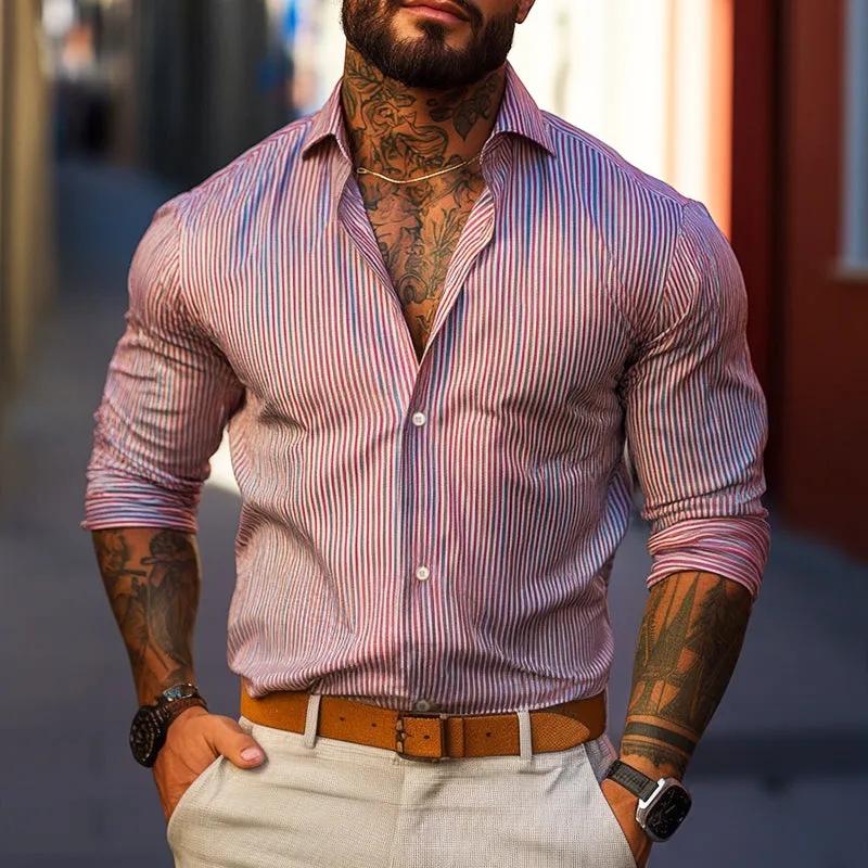 Men's Retro Casual Satin Printed Lapel Long Sleeve Shirt 08801184TO sold by Manly product image thumbnail 2