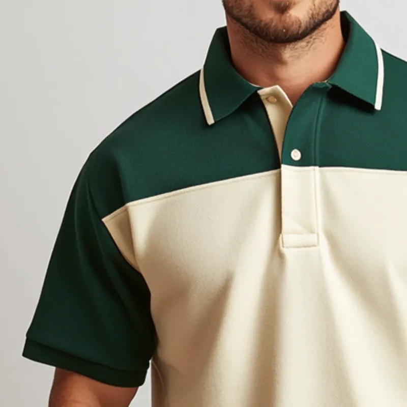 Men's Retro Casual Nostalgic Colorblock Baseball Short-sleeved Polo Shirt 25179049TO sold by Manly product image thumbnail 3