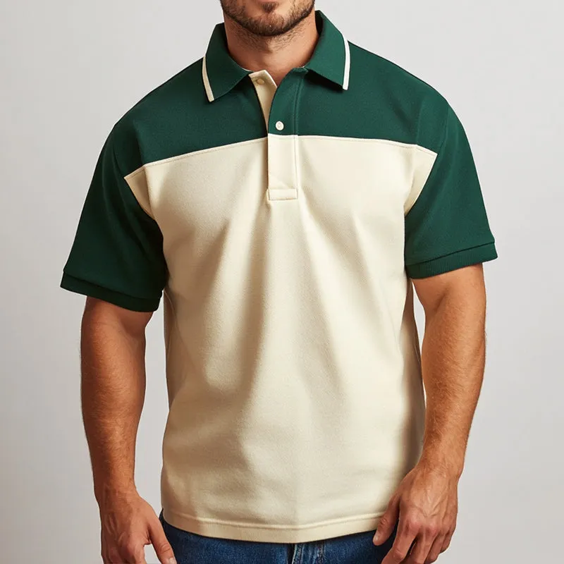 Men's Retro Casual Nostalgic Colorblock Baseball Short-sleeved Polo Shirt 25179049TO sold by Manly product image thumbnail 2
