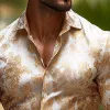 Men's Retro Casual Satin Printed Lapel Long Sleeve Shirt 81456750TO sold by Manly