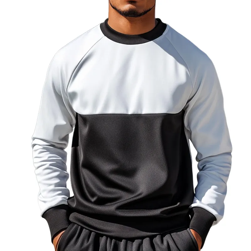 Men's Retro Casual Colorblock Sports Style Crew Neck Sweatshirt 68543244TO sold by Manly