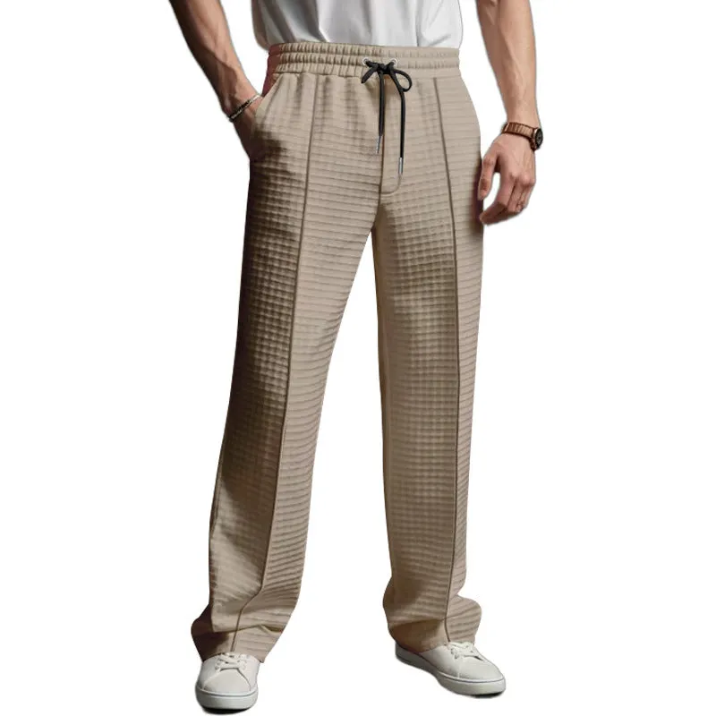 Men's Casual Waffle Elastic Waist Loose Straight Pants 08112374M sold by Manly product image thumbnail 2