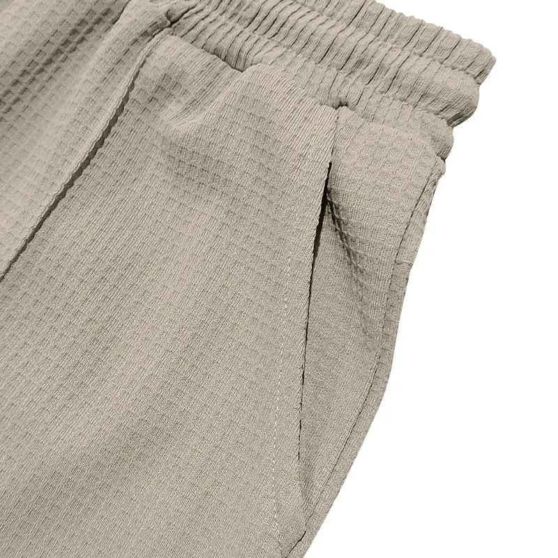 Men's Casual Waffle Elastic Waist Loose Straight Pants 08112374M sold by Manly product image thumbnail 4