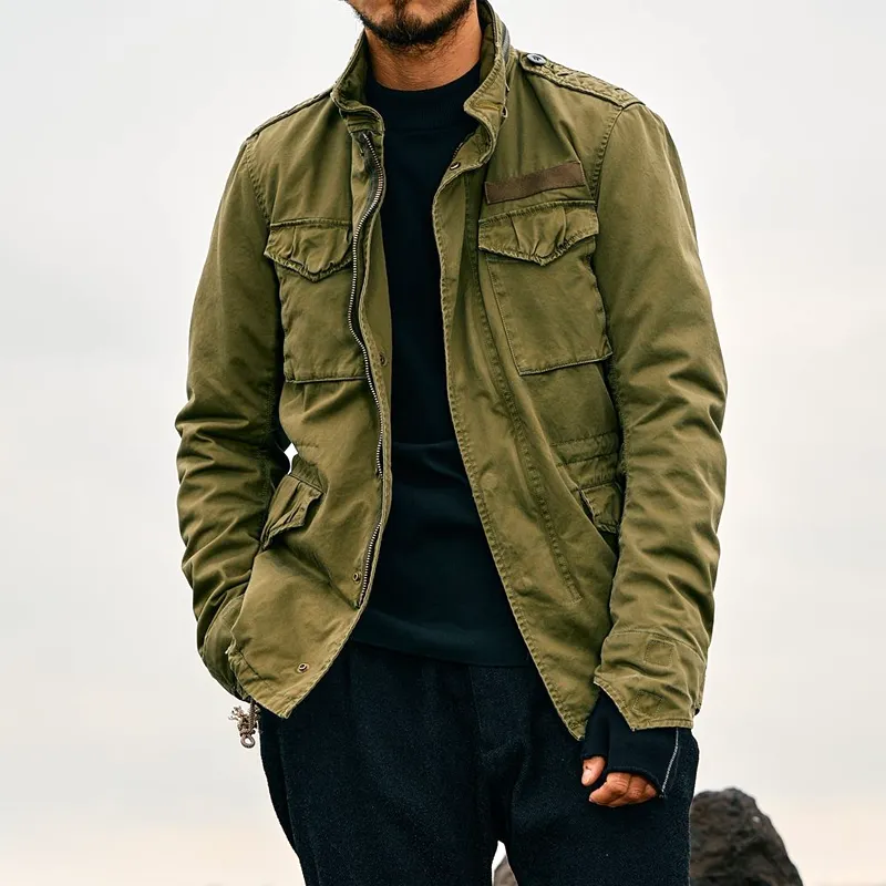 Men's Outdoor Washed Cotton Stand Collar Multi-pocket Cargo Jacket 56089905Z sold by Manly product image thumbnail 4