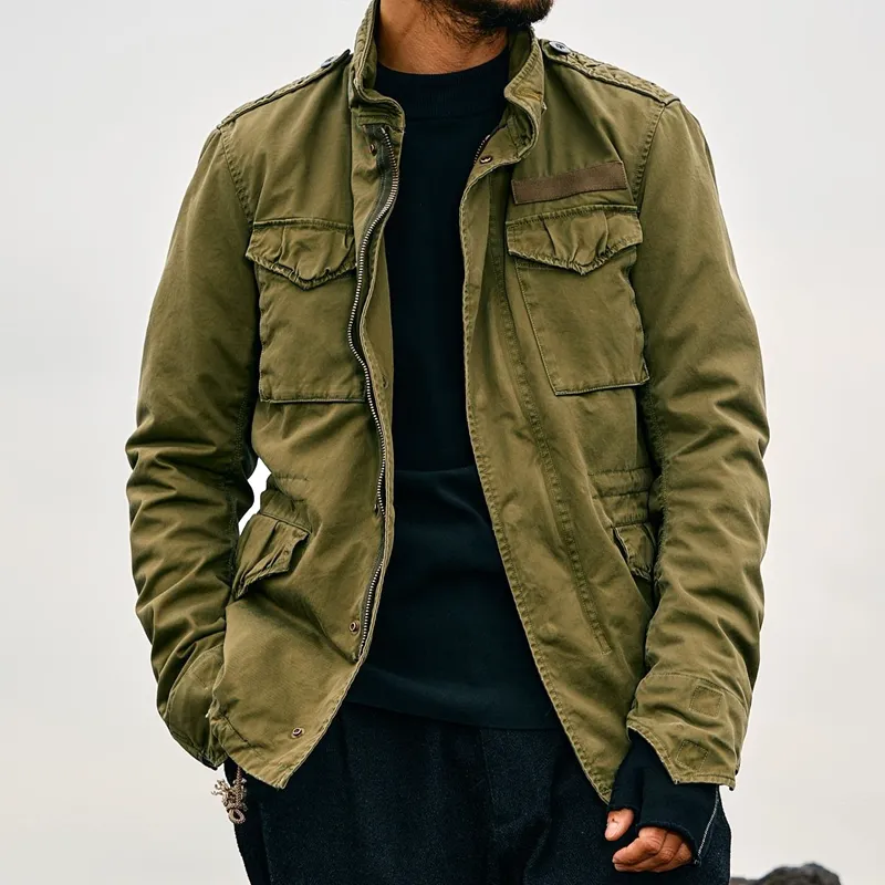 Men's Outdoor Washed Cotton Stand Collar Multi-pocket Cargo Jacket 56089905Z sold by Manly product image thumbnail 2