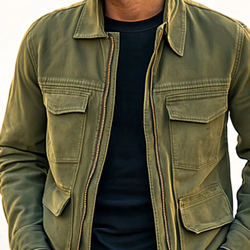 Men's Outdoor Washed Cotton Lapel Multi-pocket Cargo Jacket 29062038Z sold by Manly product image thumbnail 3