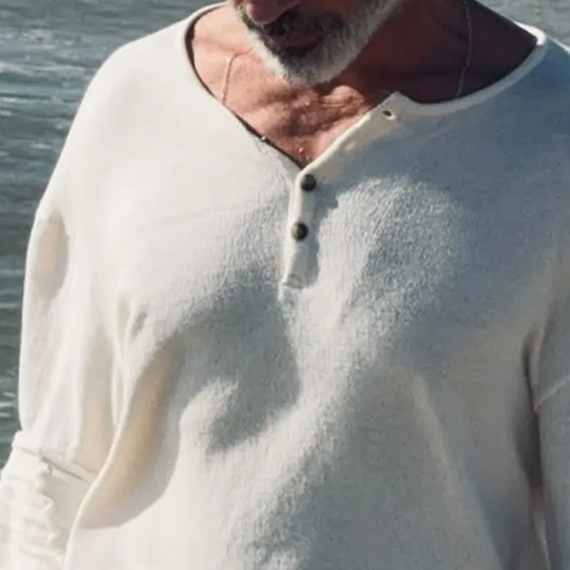 Men's Solid Color Knitted Henley Collar Long Sleeve Sweater 58712605Z sold by Manly product image thumbnail 3