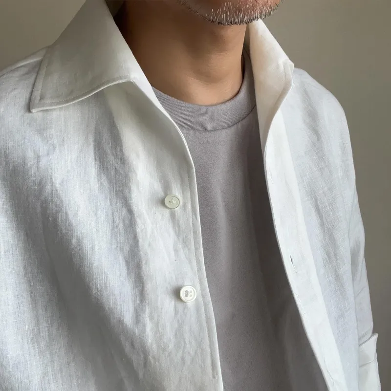 Men's Solid Color Cotton And Linen Lapel Long Sleeve Casual Shirt 24438354Z sold by Manly product image thumbnail 3