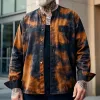 Men's Casual Vintage Round Neck Tie-dye Printed Cotton Blend Long-sleeved Shirt 35656504F sold by Manly