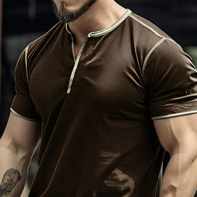 Men's Vintage Coffee Color Cotton Short-sleeved T-shirt 66946851U sold by Manly product image thumbnail 3