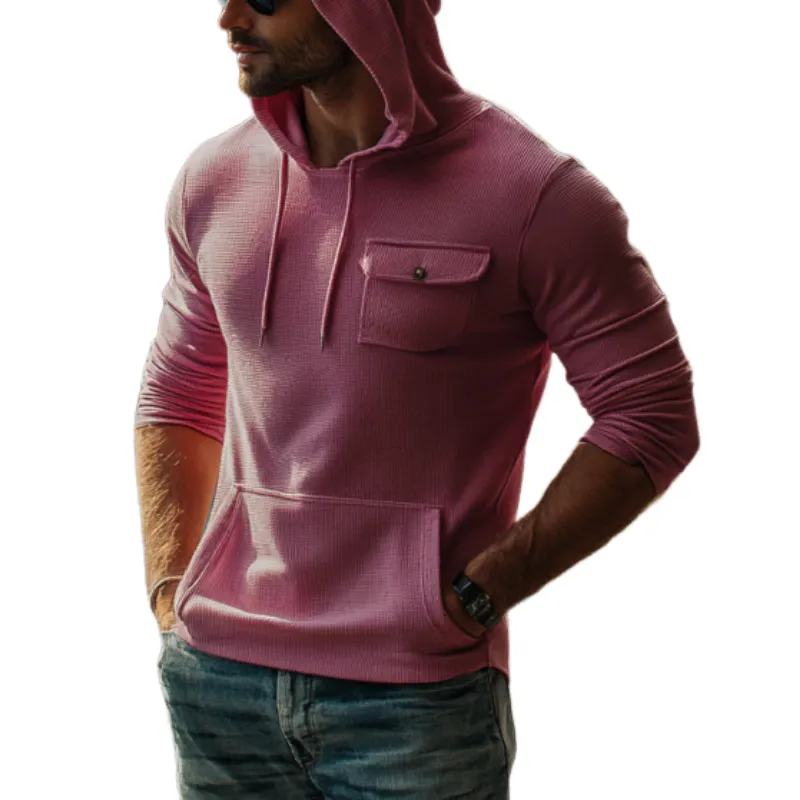 Men's Classic Casual Slim Fit Solid Color Multi-Pocket Striped Hoodie 07190629K sold by Manly
