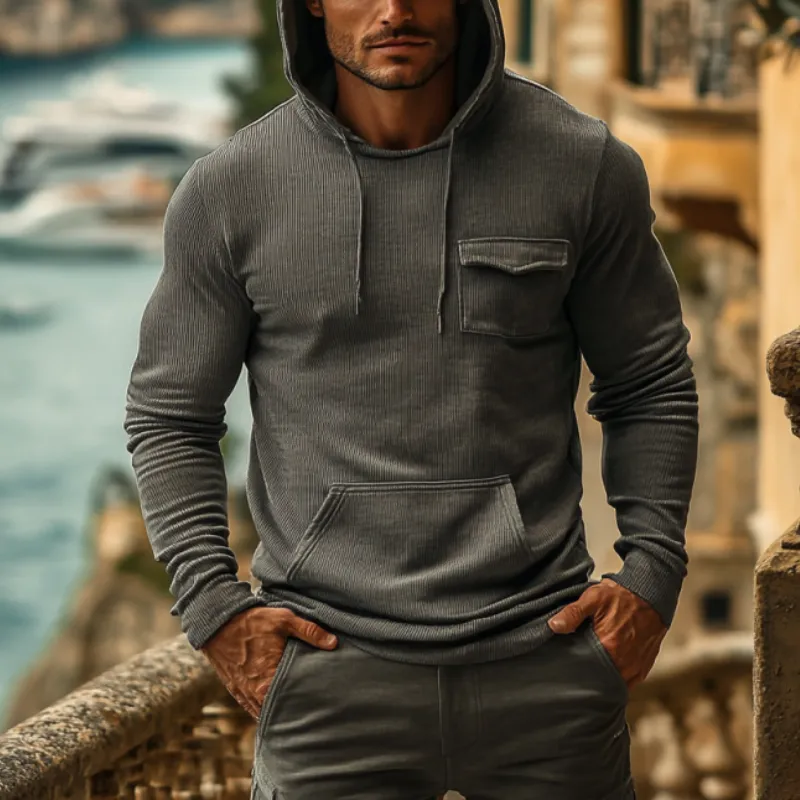 Men's Classic Casual Slim Fit Striped Pocket Hoodie 93856665K sold by Manly product image thumbnail 3