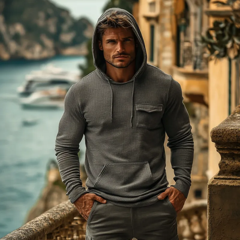 Men's Classic Casual Slim Fit Striped Pocket Hoodie 93856665K sold by Manly product image thumbnail 2