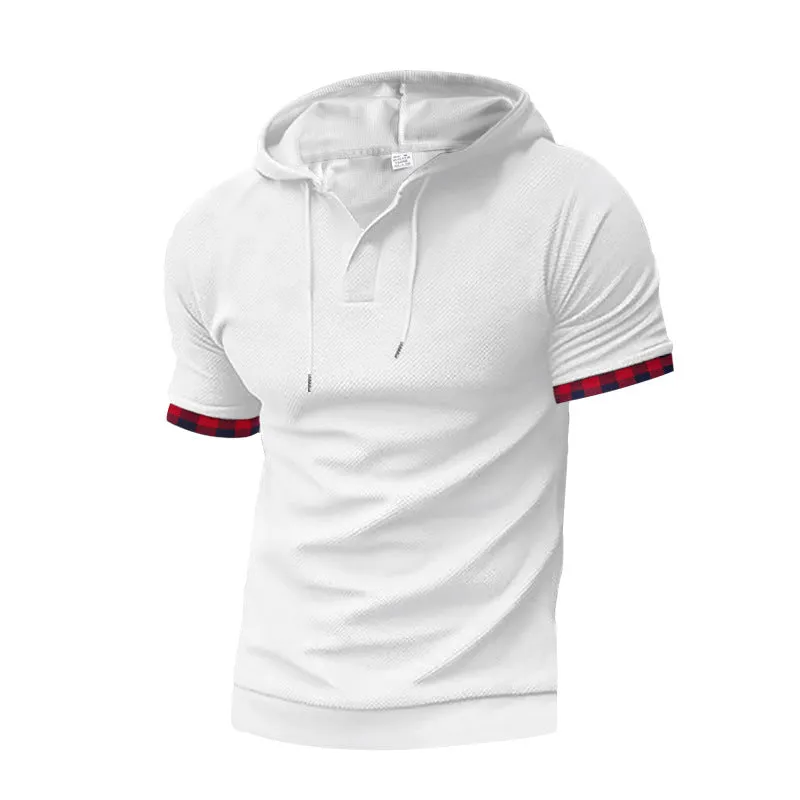 Men's Classic Casual Slim Fit Hooded Waffle Short Sleeve T-Shirt 71126189K sold by Manly product image thumbnail 2