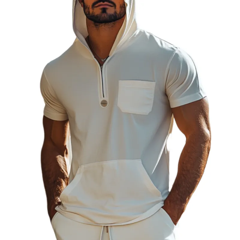 Men's Classic Casual Slim Fit Solid Color Hooded Cotton T-Shirt 60508461K sold by Manly