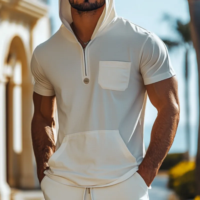 Men's Classic Casual Slim Fit Solid Color Hooded Cotton T-Shirt 60508461K sold by Manly product image thumbnail 3