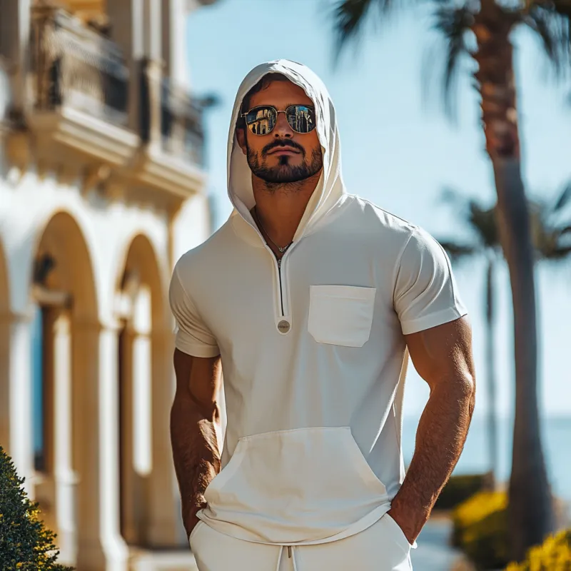 Men's Classic Casual Slim Fit Solid Color Hooded Cotton T-Shirt 60508461K sold by Manly product image thumbnail 2