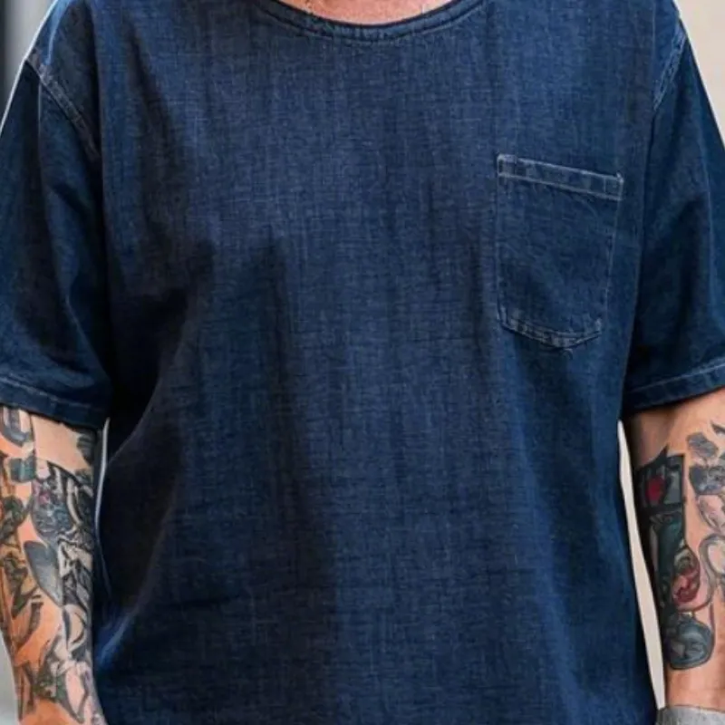 Men's Vintage Casual Loose Round Neck Cotton Blend Short Sleeve T-Shirt 68700203F sold by Manly product image thumbnail 3