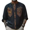 Men's Vintage Casual V-Neck Cotton Blend Embroidered Long Sleeve T-Shirt 35915463F sold by Manly