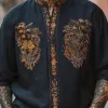 Men's Vintage Casual V-Neck Cotton Blend Embroidered Long Sleeve T-Shirt 35915463F sold by Manly