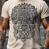 Men's Vintage Casual Round Neck Cotton Blend Short-sleeved T-shirt 06373864F sold by Manly