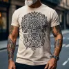 Men's Vintage Casual Round Neck Cotton Blend Short-sleeved T-shirt 06373864F sold by Manly