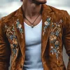 Men's Classic Casual Western Style Slim Fit Embroidered Suede Blazer 13167969K sold by Manly